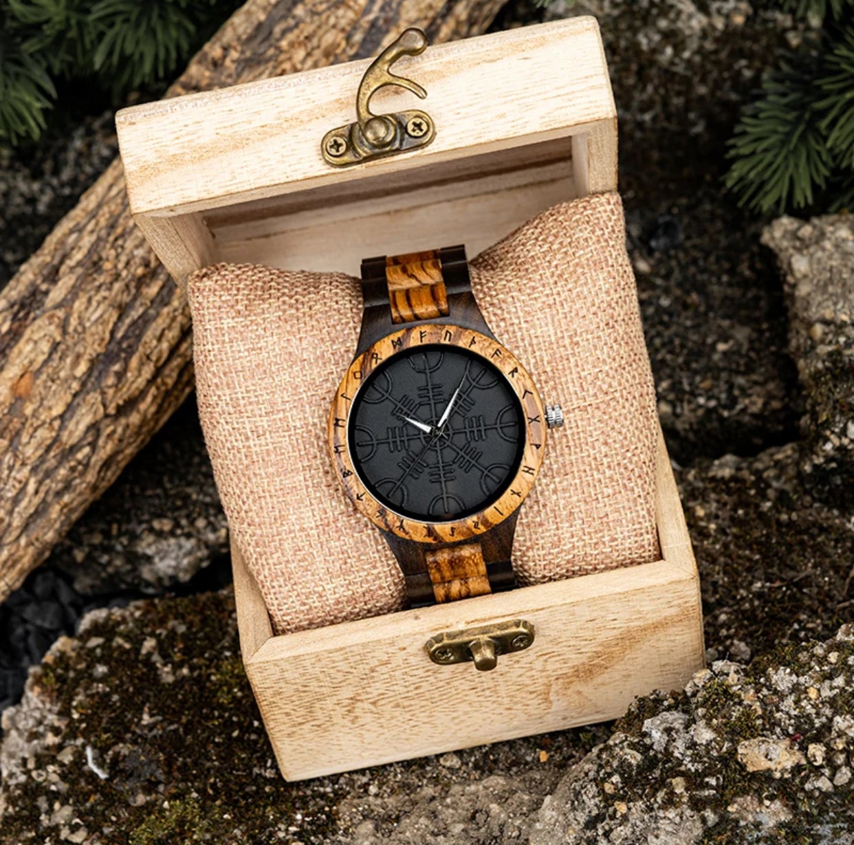 High Quality wooden Norse viking watch Freyas Valkyrie
